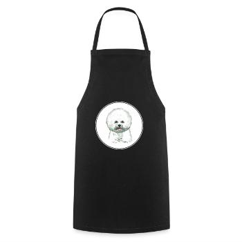 Bichon Frise Dog Watercolor Illustration - Cooking Apron - black - Front - AI Model Male 185 dark (185cm)