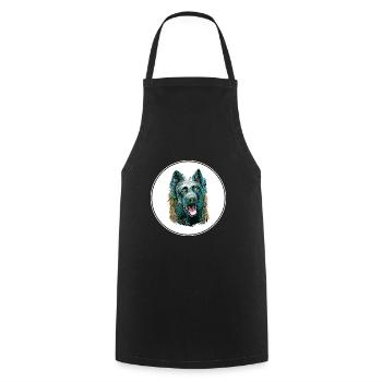 Dutch Shepherd Dog Watercolor Art Illustration - Cooking Apron - black - Front - AI Model Male 185 dark (185cm)
