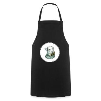 Cesky Terrier Dog Watercolor Sketch Illustration - Cooking Apron - black - Front - AI Model Male 185 dark (185cm)