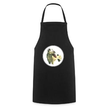 Illustration de l’aquarelle du chien Whippet anglais - Tablier de cuisine - noir - Devant - AI Model Male 185 dark (185cm)