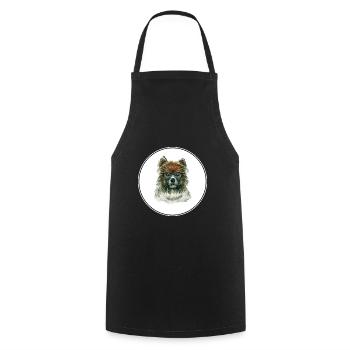 Hunde Aquarell Gemälde Illustration - Kochschürze - Schwarz - Vorne - AI Model Male 185 dark (185cm)
