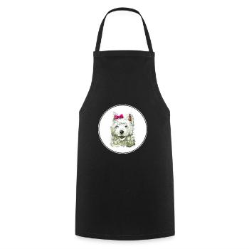 Cairn Terrier Dog Watercolor Sketch Illustration - Cooking Apron - black - Front - AI Model Male 185 dark (185cm)