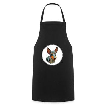 Englisch Toy Terrier Hund Aquarell Illustration - Kochschürze - Schwarz - Vorne - AI Model Male 185 dark (185cm)