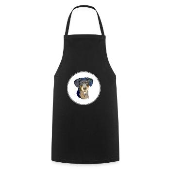 Eurohound Skandinavischer Hund Aquarell Illustration - Kochschürze - Schwarz - Vorne - AI Model Male 185 dark (185cm)