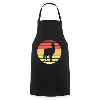 Lama Retro Style Vintage - Kochschürze - Schwarz - Vorne - AI Model Male 185 dark (185cm)