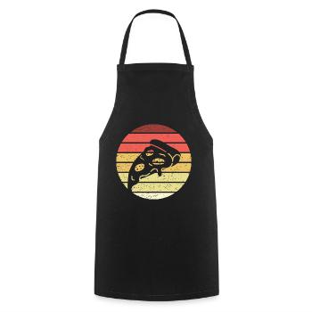 Pizza Stück Retro Style Vintage - Kochschürze - Schwarz - Vorne - AI Model Male 185 dark (185cm)