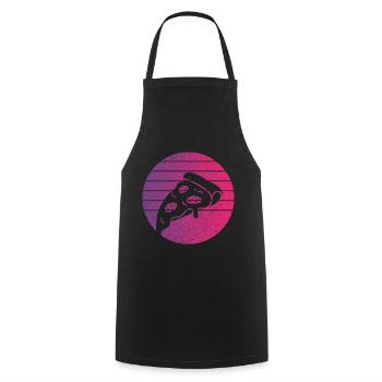 Pizza Stück Retro Style Vintage - Kochschürze - Schwarz - Vorne - AI Model Male 185 dark (185cm)