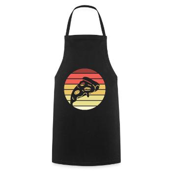 Pizza Stück Retro Style Vintage - Kochschürze - Schwarz - Vorne - AI Model Male 185 dark (185cm)