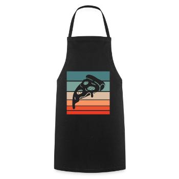 Pizza Stück Retro Style Vintage - Kochschürze - Schwarz - Vorne - AI Model Male 185 dark (185cm)