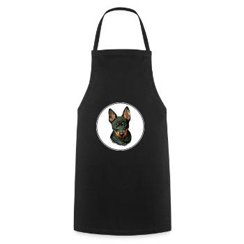 Lancashire Heeler Hund Aquarell Illustration - Kochschürze - Schwarz - Vorne - AI Model Male 185 dark (185cm)