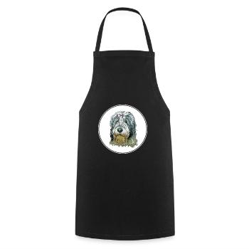 Polish Lowland Sheepdog Dog Watercolor Illustratio - Cooking Apron - black - Front - AI Model Male 185 dark (185cm)