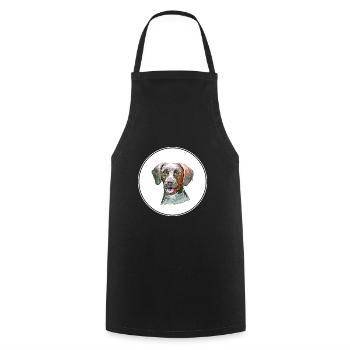 Pointer Dog Watercolor Sketch Illustration - Cooking Apron - black - Front - AI Model Male 185 dark (185cm)