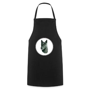 Illustration de l’aquarelle de seskar Seal Dog - Tablier de cuisine - noir - Devant - AI Model Male 185 dark (185cm)