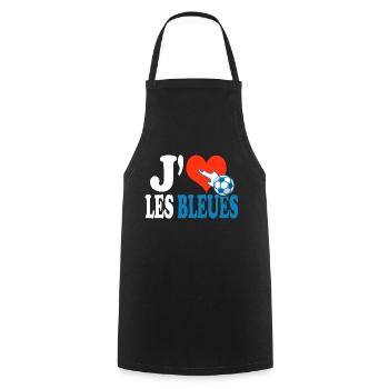 football féminin j aime les bleues équipe france - Tablier de cuisine - noir - Devant - AI Model Male 185 dark (185cm)