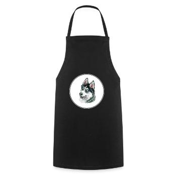 Sibérien Husky Dog Aquarelle Art Illustration - Tablier de cuisine - noir - Devant - AI Model Male 185 dark (185cm)