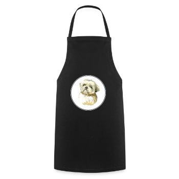 Shih Tzu Schoß Hund Aquarell Illustration - Kochschürze - Schwarz - Vorne - AI Model Male 185 dark (185cm)