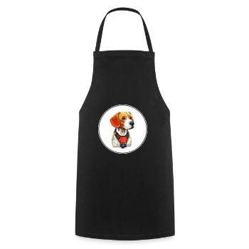Siberian Tricolor Hound Dog Watercolor Illustratio - Cooking Apron - black - Front - AI Model Male 185 dark (185cm)
