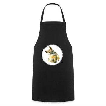 Shiba Inu Japanese Dog Watercolor Illustration - Cooking Apron - black - Front - AI Model Male 185 dark (185cm)