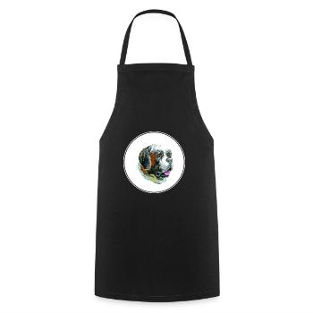 St Bernard Dog Watercolor Illustration - Cooking Apron - black - Front - AI Model Male 185 dark (185cm)