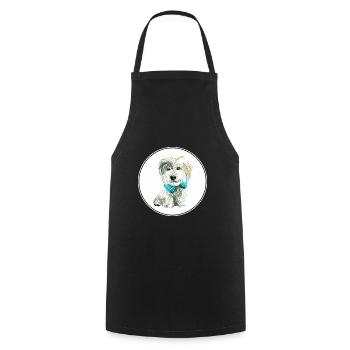 Illustration de l’aquarelle sportive Lucas Terrier Dog - Tablier de cuisine - noir - Devant - AI Model Male 185 dark (185cm)