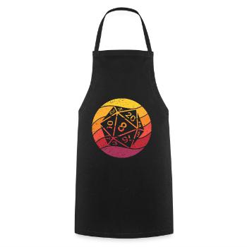 20-sided Cube Retro Style Vintage - Cooking Apron - black - Front - AI Model Male 185 dark (185cm)