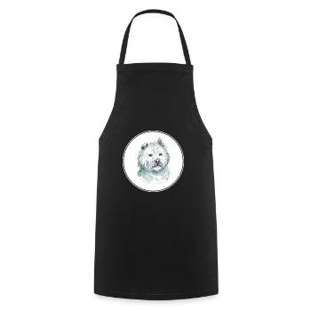Xiasi Hund Aquarell Farbe Illustration - Kochschürze - Schwarz - Vorne - AI Model Male 185 dark (185cm)
