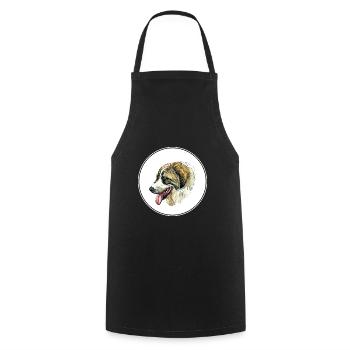 Tornjak Dog Watercolor Sketch Illustration - Cooking Apron - black - Front - AI Model Male 185 dark (185cm)
