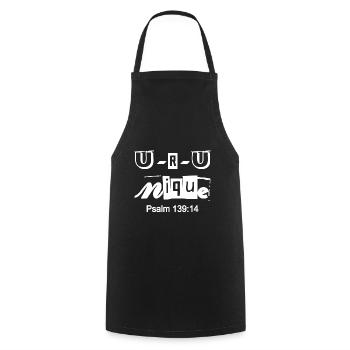 Christian Design U-R-Unique Psalm 139 verse 14 - Cooking Apron - black - Front - AI Model Male 185 dark (185cm)