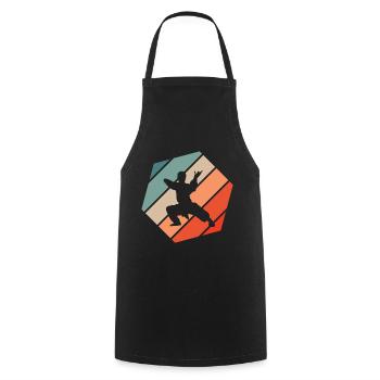 Martial Arts Retro Style Vintage - Cooking Apron - black - Front - AI Model Male 185 dark (185cm)