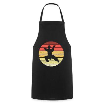 Martial Arts Retro Style Vintage - Cooking Apron - black - Front - AI Model Male 185 dark (185cm)
