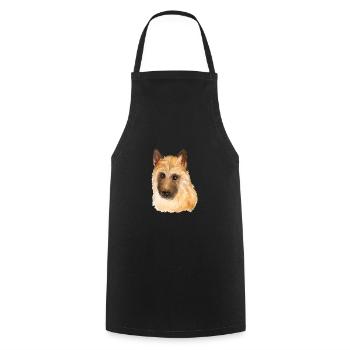 Belgischer Laekenois Hund Aquarell Illustration - Kochschürze - Schwarz - Vorne - AI Model Male 185 dark (185cm)