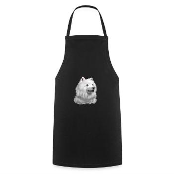 American Eskimo Dog Aquarelle Illustration - Tablier de cuisine - noir - Devant - AI Model Male 185 dark (185cm)