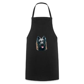 Dutch Shepherd Dog Watercolor Art Illustration - Cooking Apron - black - Front - AI Model Male 185 dark (185cm)