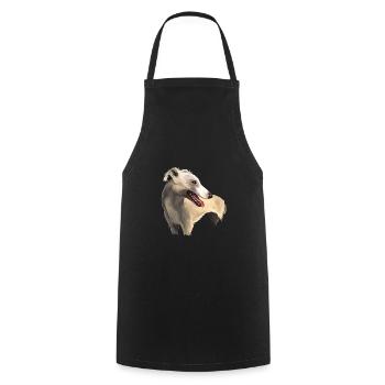 Illustration de l’aquarelle du chien Whippet anglais - Tablier de cuisine - noir - Devant - AI Model Male 185 dark (185cm)