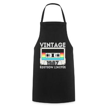 Vintage 1987 cadeau année de naissance homme femme - Tablier de cuisine - noir - Devant - AI Model Male 185 dark (185cm)