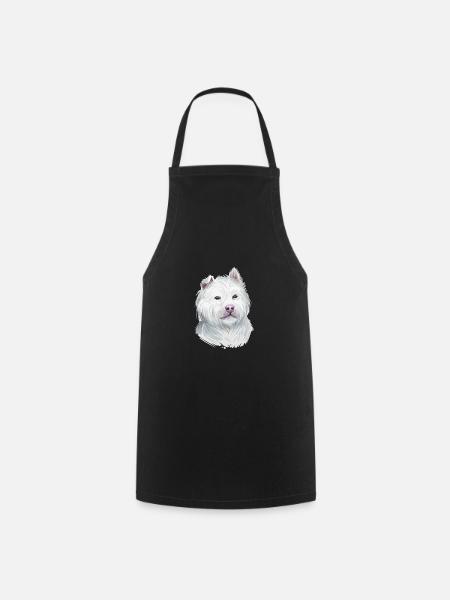 Xiasi Dog Watercolor Paint Illustration - Cooking Apron - black