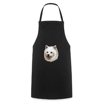 Volpino Italiano Hund Aquarell Illustration - Kochschürze - Schwarz - Vorne - AI Model Male 185 dark (185cm)