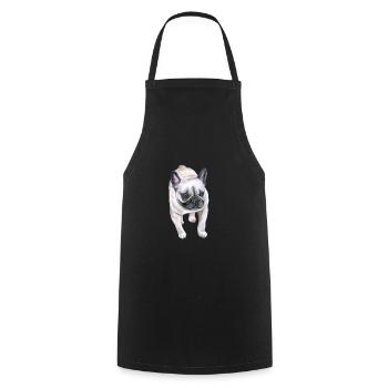 French Bulldog Dog Watercolor Art Illustration - Cooking Apron - black - Front - AI Model Male 185 dark (185cm)