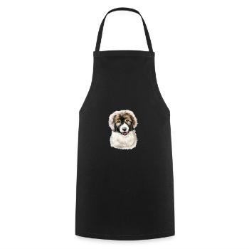 Carpathian Shepherd Puppy Dog Watercolor Illustrat - Cooking Apron - black - Front - AI Model Male 185 dark (185cm)