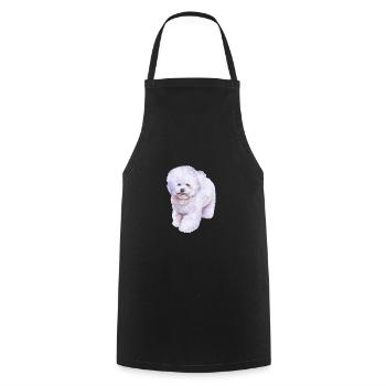Bichon Frise Dog Watercolor Illustration - Cooking Apron - black - Front - AI Model Male 185 dark (185cm)