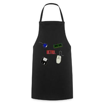 Retro Computer Schriftzug Statement Geschenk 90er - Kochschürze - Schwarz - Vorne - AI Model Male 185 dark (185cm)
