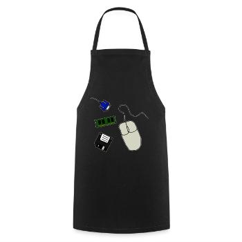 Retro Computer - Cooking Apron - black - Front - AI Model Male 185 dark (185cm)