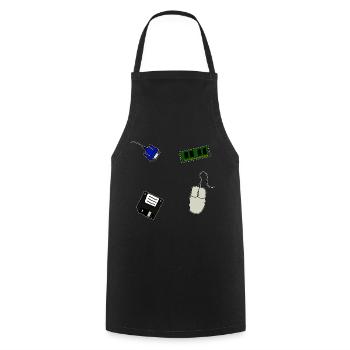 Retro Computer Floppy VGA Mouse Memory - Cooking Apron - black - Front - AI Model Male 185 dark (185cm)