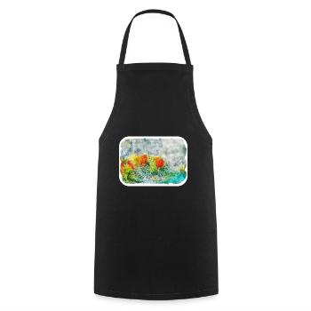 China Watercolor Sketch Hand Drawn Illustration - Cooking Apron - black - Front - AI Model Male 185 dark (185cm)