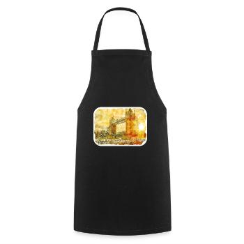 England UK Watercolor Sketch Drawn Illustration - Cooking Apron - black - Front - AI Model Male 185 dark (185cm)