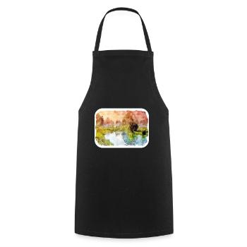China Watercolor Sketch Hand Drawn Illustration - Cooking Apron - black - Front - AI Model Male 185 dark (185cm)