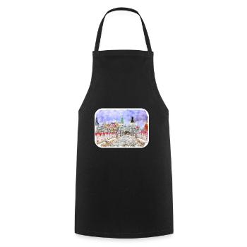 Moscou Russie Aquarelle Sketch Illustration - Tablier de cuisine - noir - Devant - AI Model Male 185 dark (185cm)