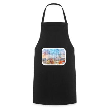 Helsinki Finlande Aquarelle Sketch Illustration - Tablier de cuisine - noir - Devant - AI Model Male 185 dark (185cm)