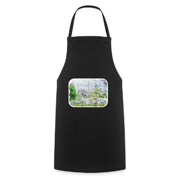 Dinde Aquarelle Esquisse Dessinée à la main Illustration - Tablier de cuisine - noir - Devant - AI Model Male 185 dark (185cm)