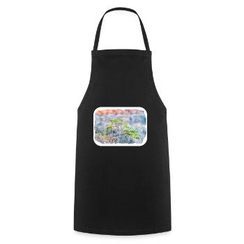 Südkorea Wahrzeichen Aquarell Skizze Zeichnung - Kochschürze - Schwarz - Vorne - AI Model Male 185 dark (185cm)